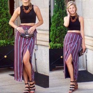 Banana Republic Striped Wrap Maxi Skirt